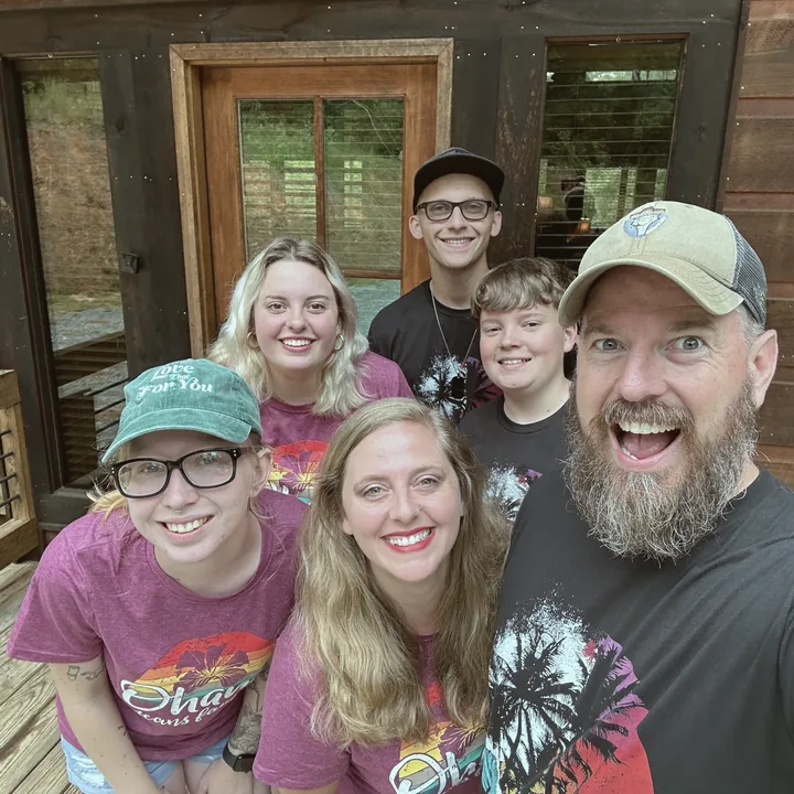 The Darlin' family together on the porch